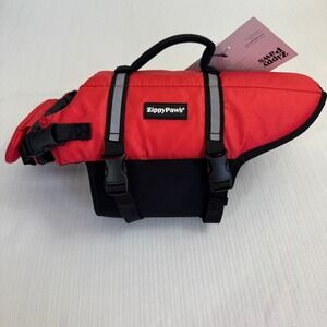 ZIPPYPAWS Dog Life Jacket Red Black Small 16-20" Swim Vest Adjustable Pet Gear